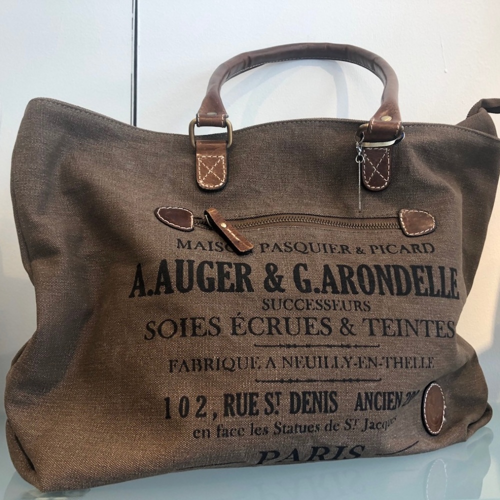 🆕 French Vintage Style Handbag, Brown Canvas NWT - Picture 2 of 6